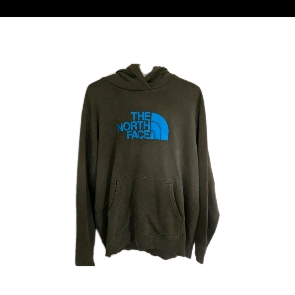 North Face Mens Hunter Green Mens Large Hoodie W Electric Blue Logo